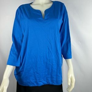 L. L. Bean 100% Cotton 3/4 Sleeve Split Neck Top (Size 1x) NWOT